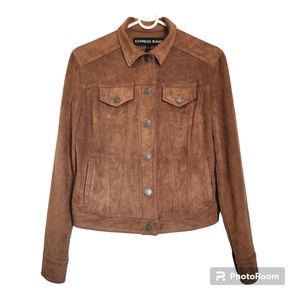 EXPRESS JEANS Women's Cognac Faux Suede Buttoned Jacket Size XS